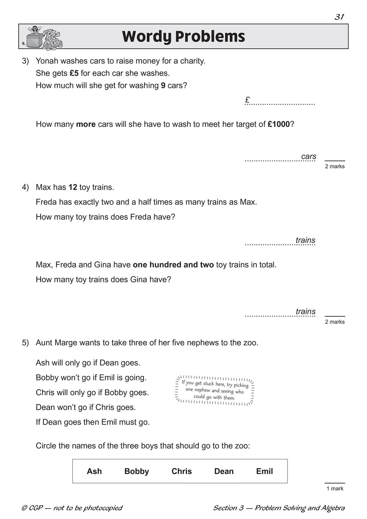 Sample patterns and sequences page showing number grids and shape patterns