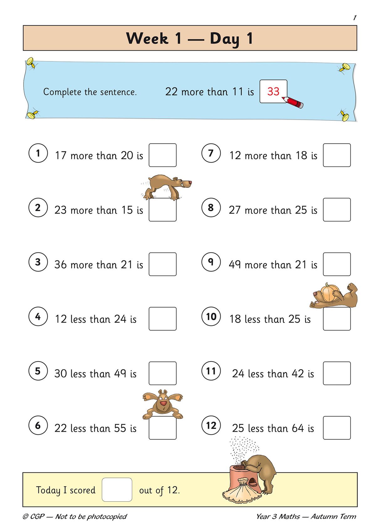 Page showing 3D shape recognition exercises with cubes, pyramids, cones and cylinders