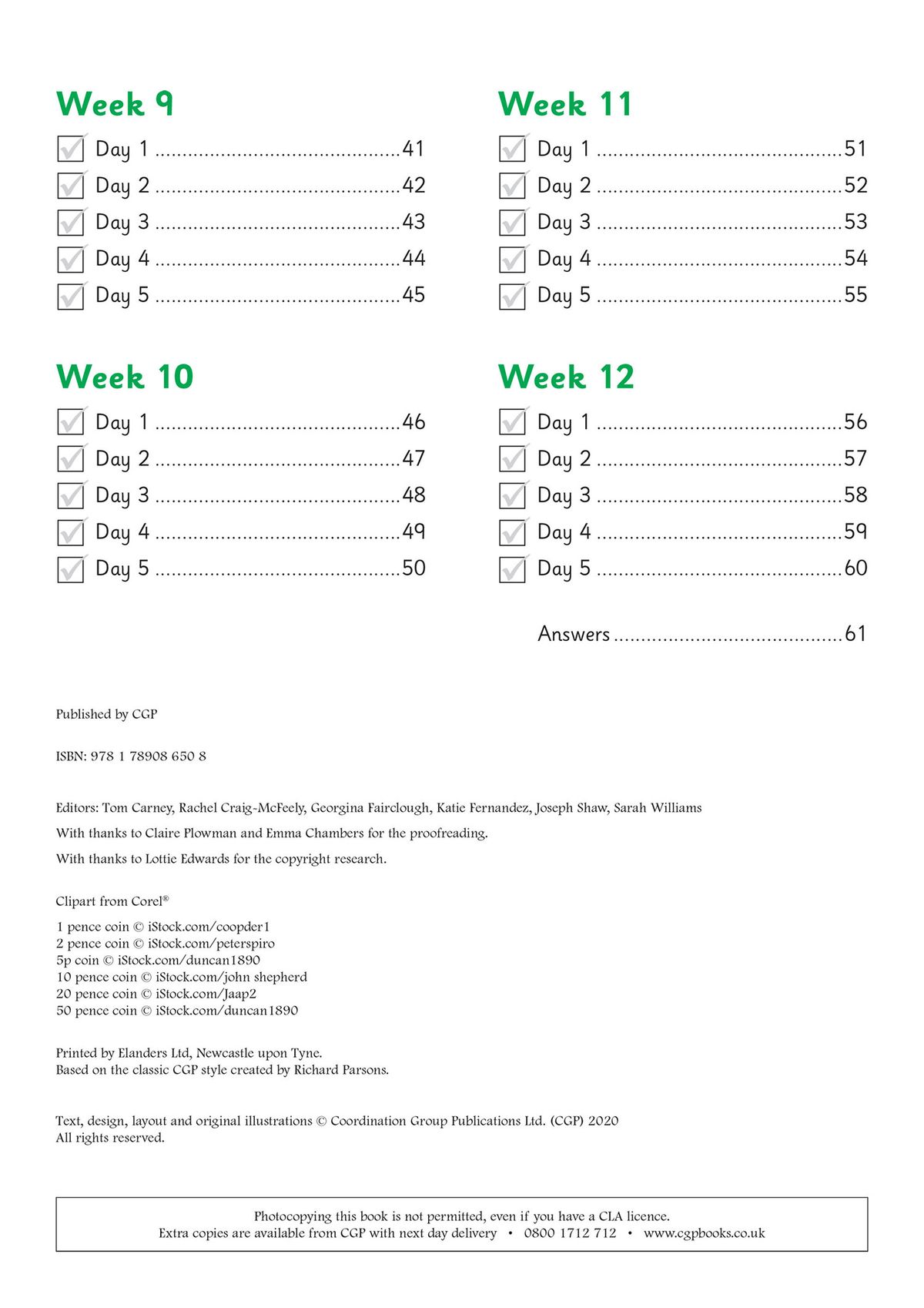 Daily practice page showing tally chart counting activities with hammers and nails