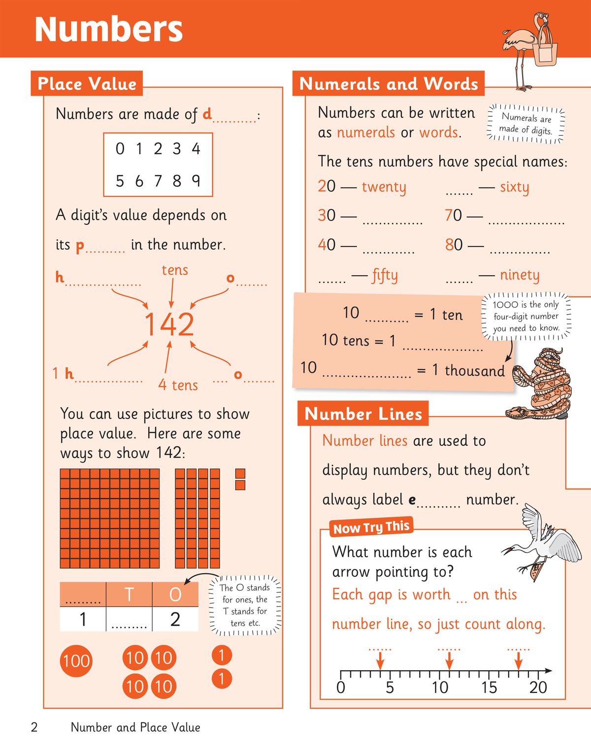 Sample page showing place value and number concepts