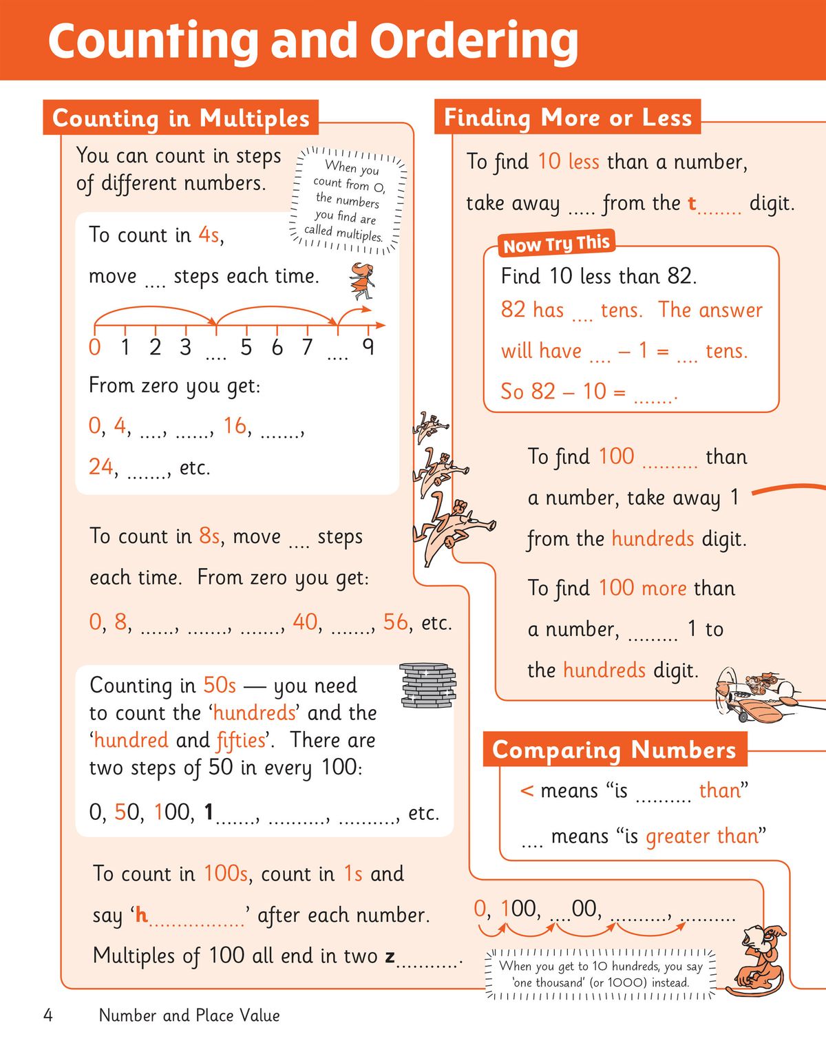 Sample page covering counting and ordering skills