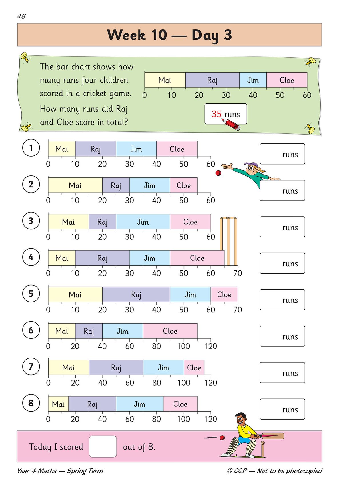 Sample page showing bar chart statistics questions