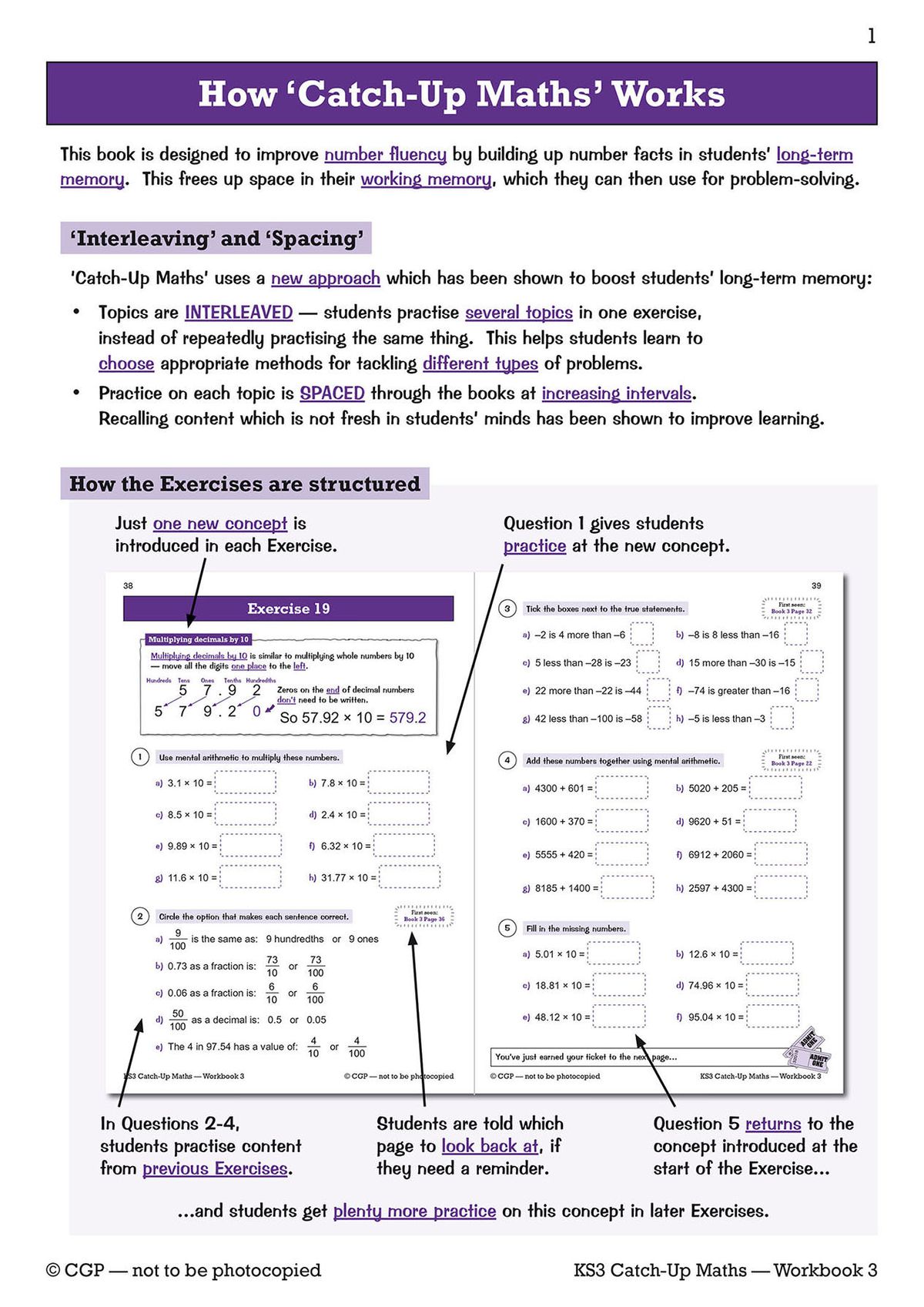 Explanation of the interleaving and spacing approach used in the workbook