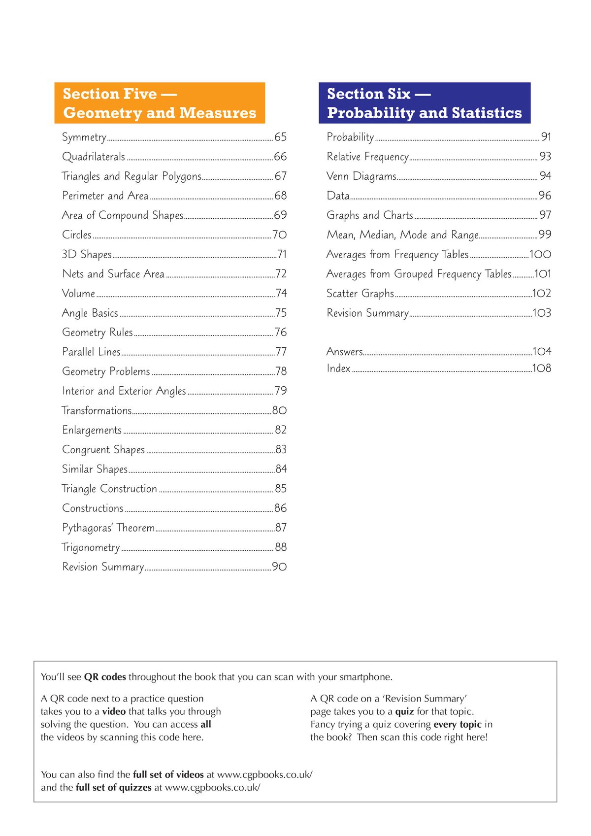 KS3 Maths Study Book contents page showing curriculum topics