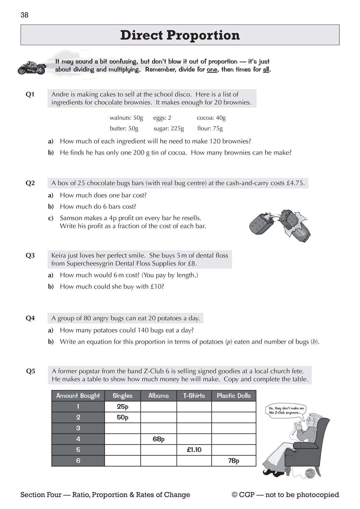 Sample practice page showing ratio and proportion problems