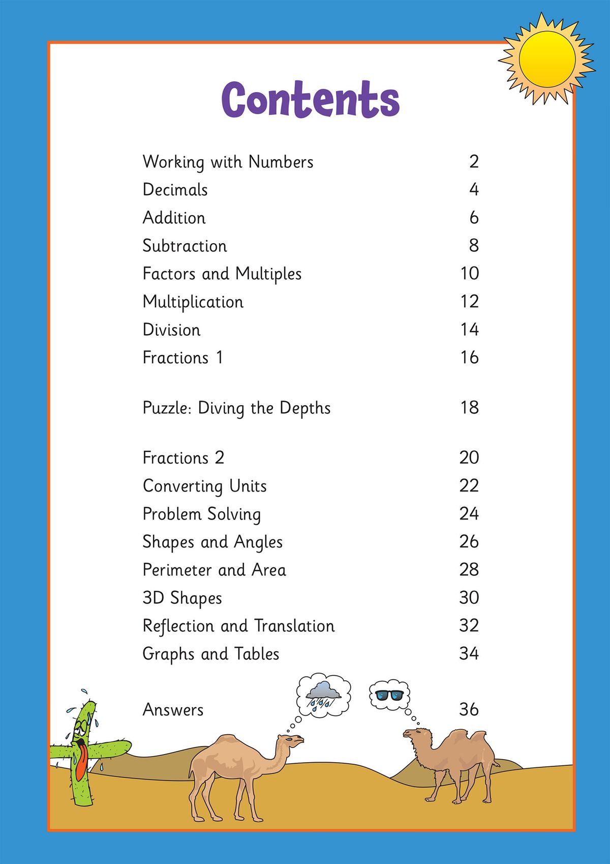 Contents page showing the full range of Year 5 maths topics covered