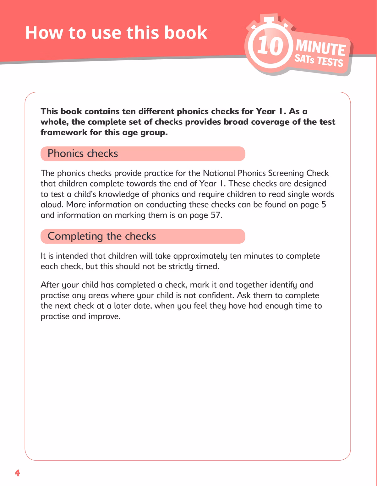 Introduction page explaining how to use the book and complete the phonics checks