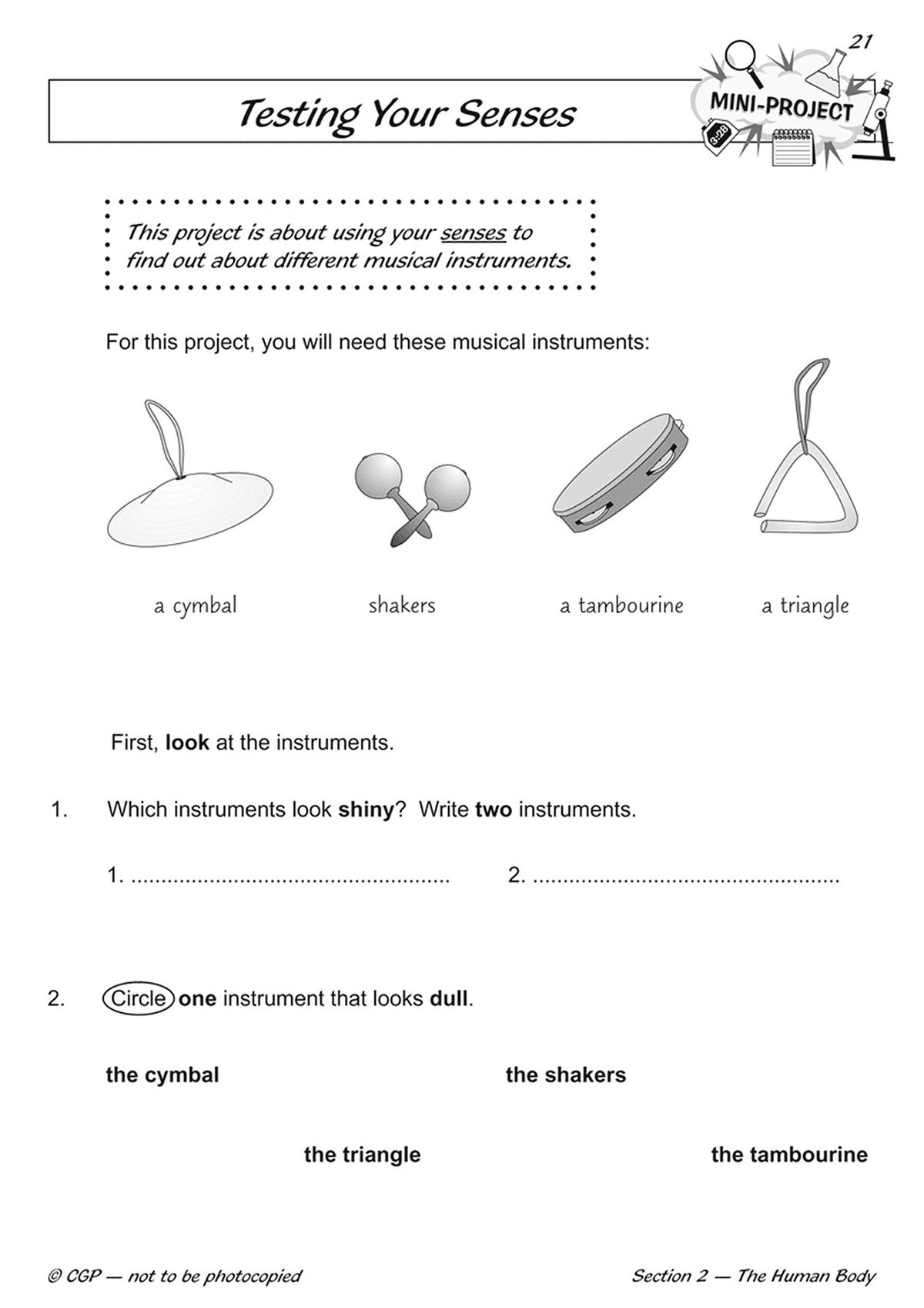 Mini-project page on Testing Your Senses with musical instruments