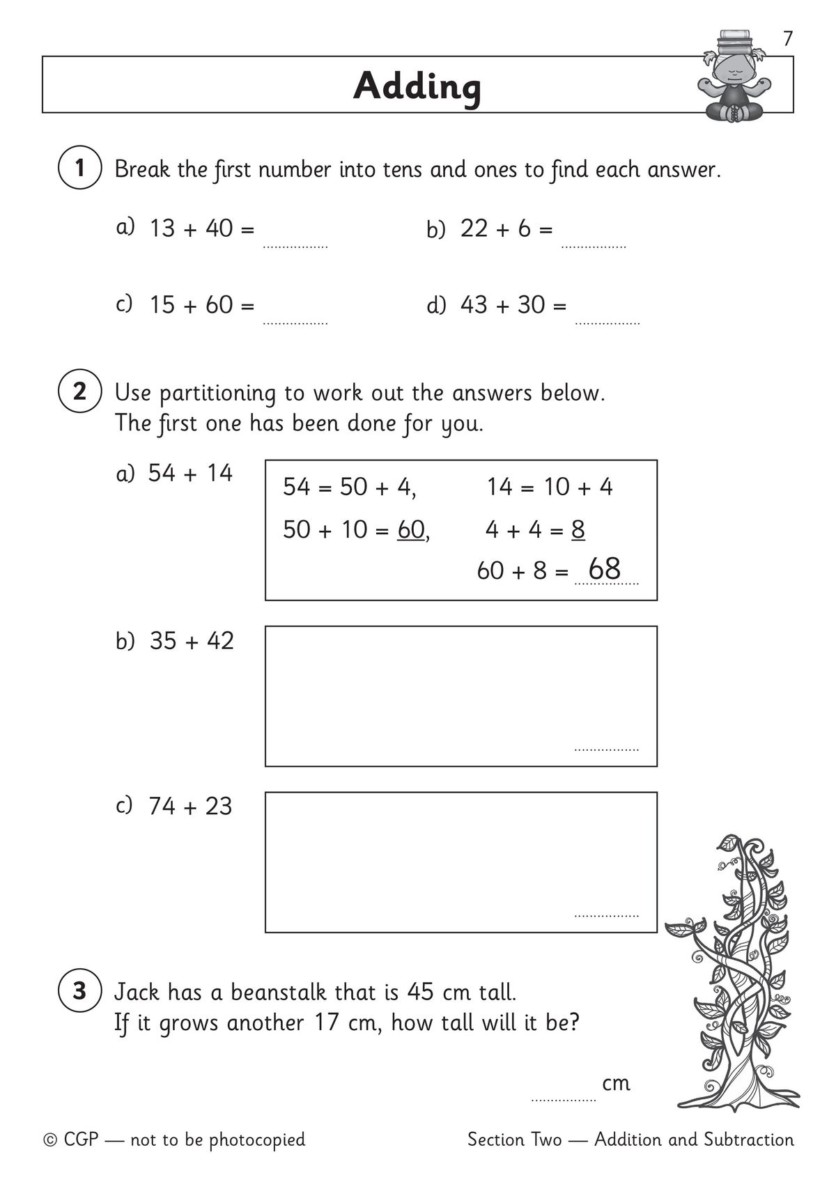 Sample addition and subtraction practice page from the Year 2 Maths Workout Book