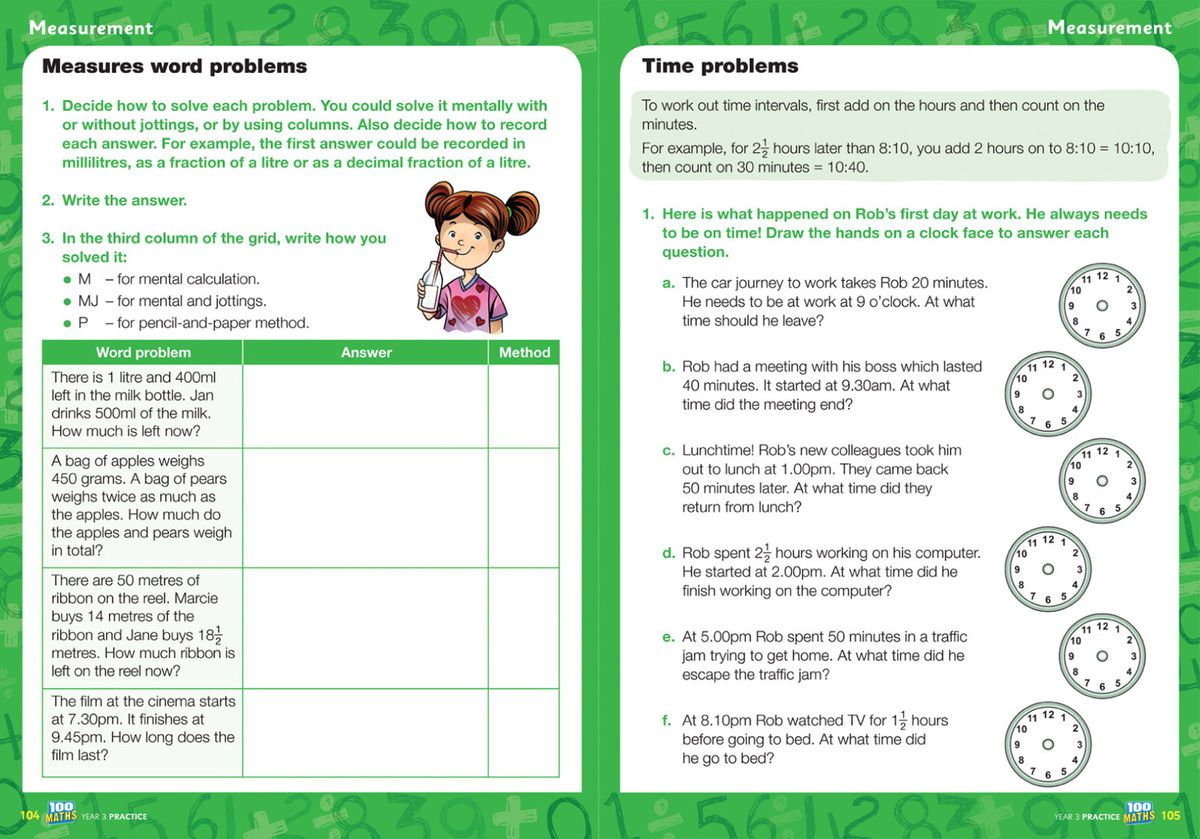 Year 3 Maths Workbook cover showing curriculum topics and age range