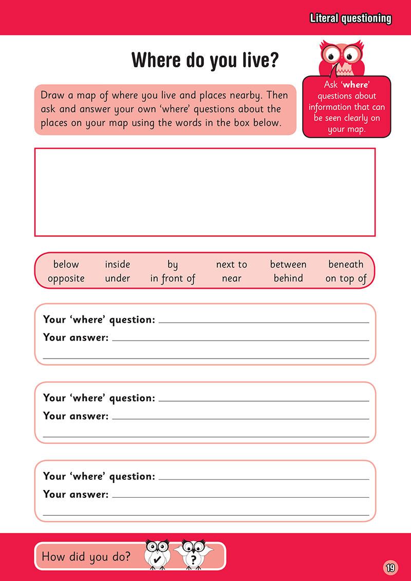 Sample comprehension activity with literal questioning exercises