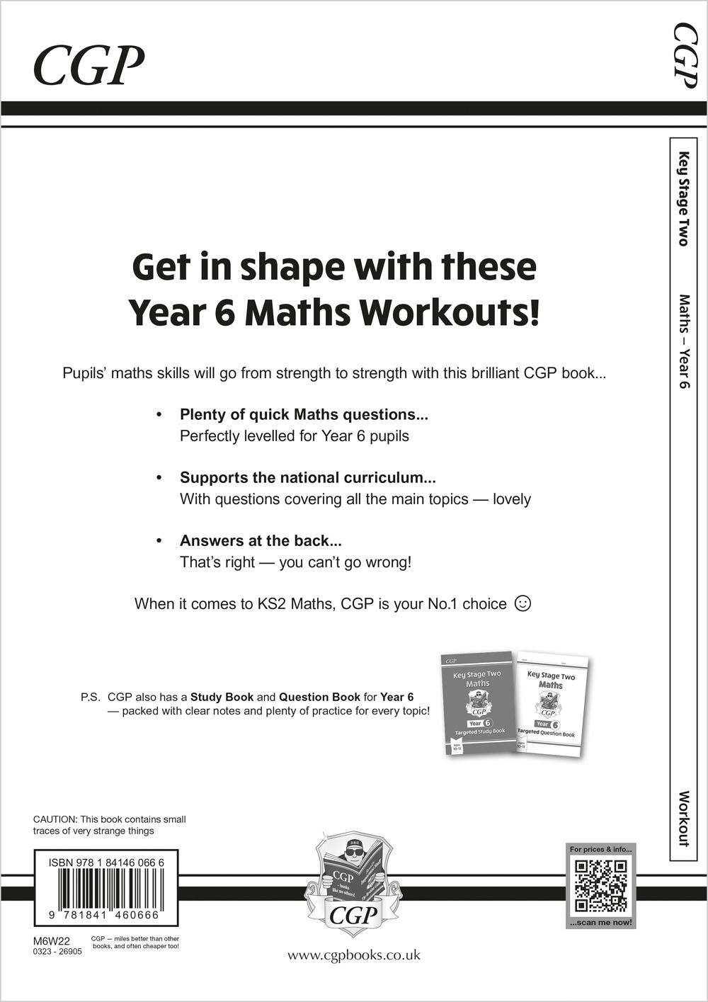 Back cover of the Year 6 Maths Workout Book showing an overview of the book's contents and structure