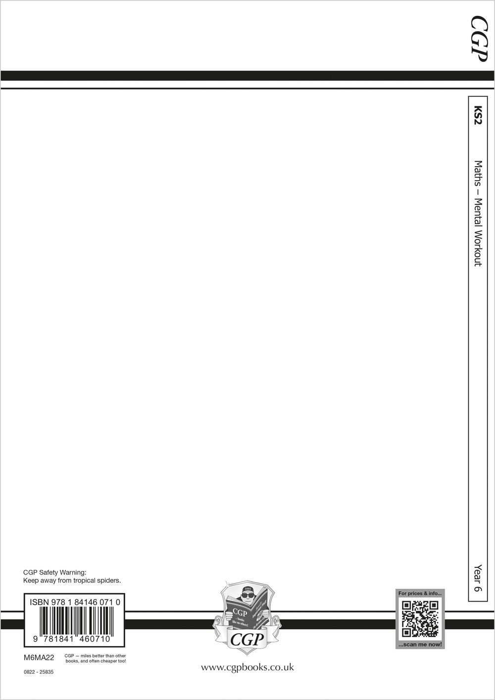 Year 6 Mental Maths Workout Book back cover showing practice questions and timed tests