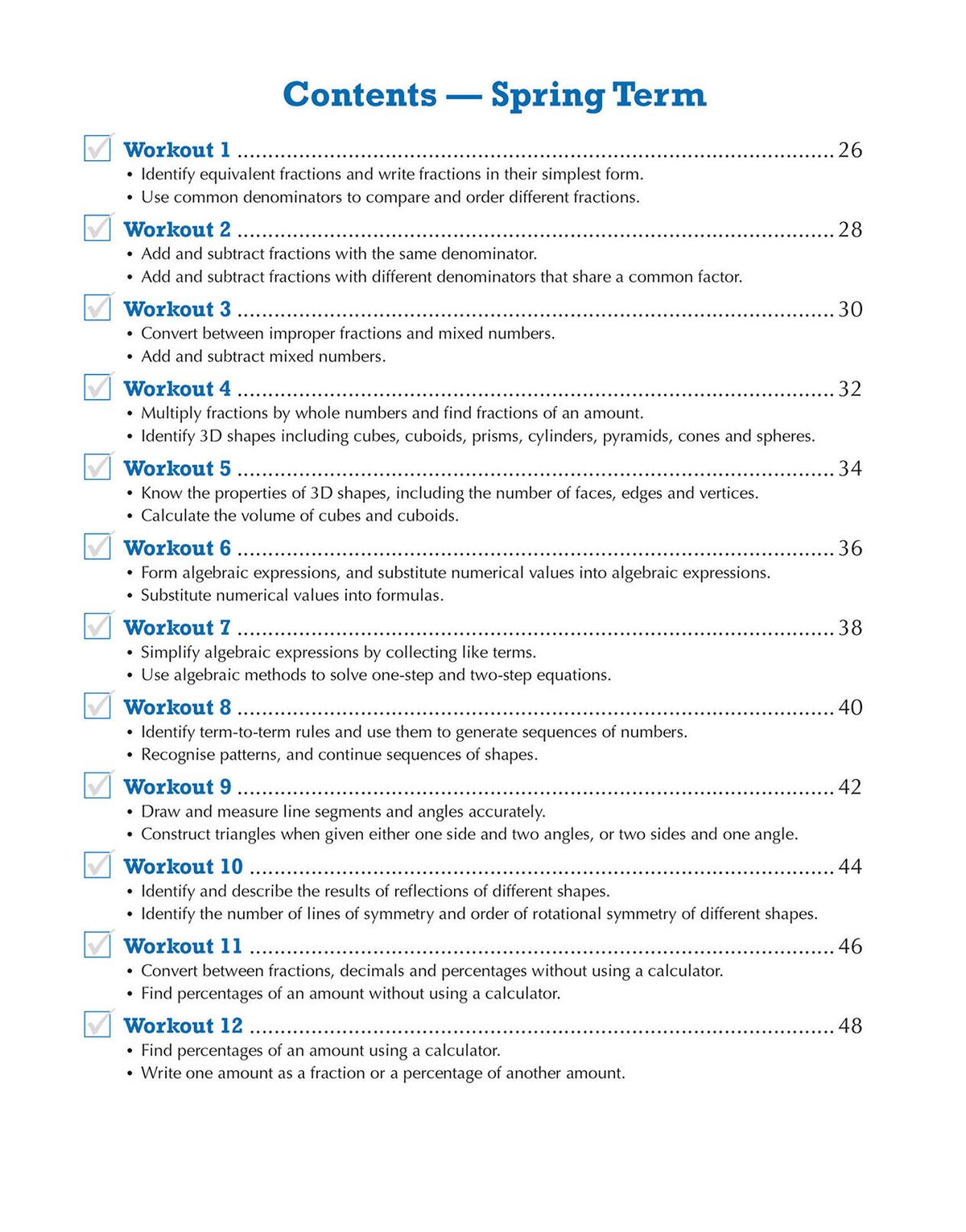 Year 7 Maths 10-Minute Weekly Workouts book showing practice questions and progress tracking